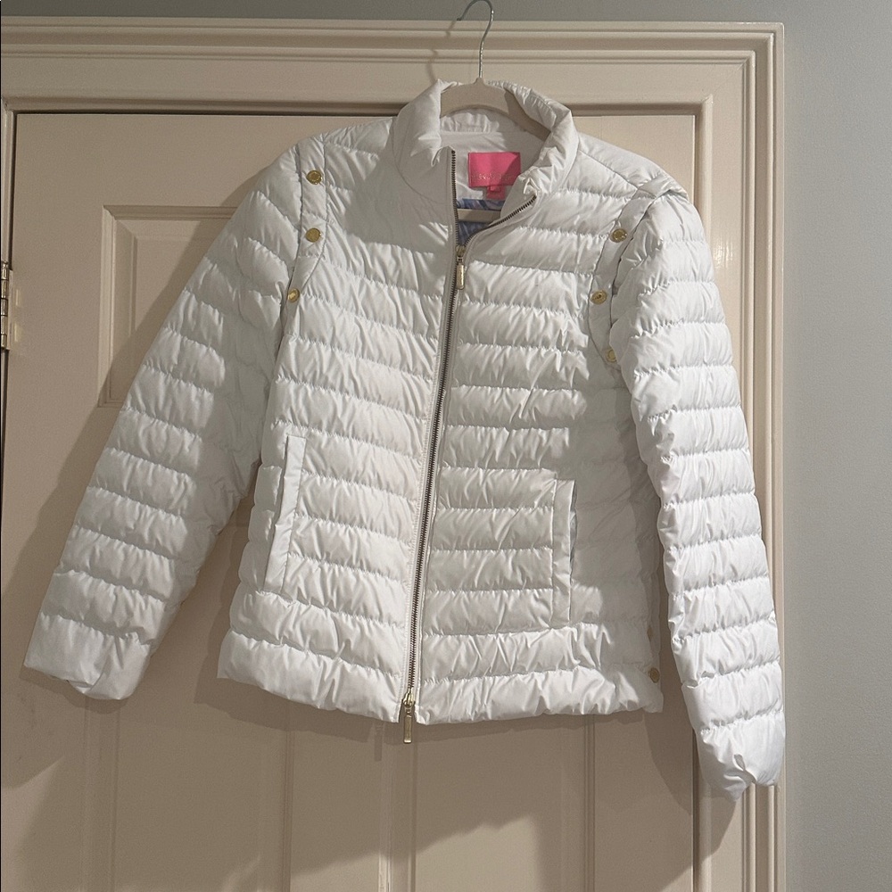 Lilly Pulitzer White Jacket with Gold Zipper